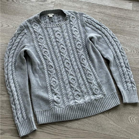 L.L.BEAN Grey Cable Knit Pullover Sweater - Picture 1 of 6
